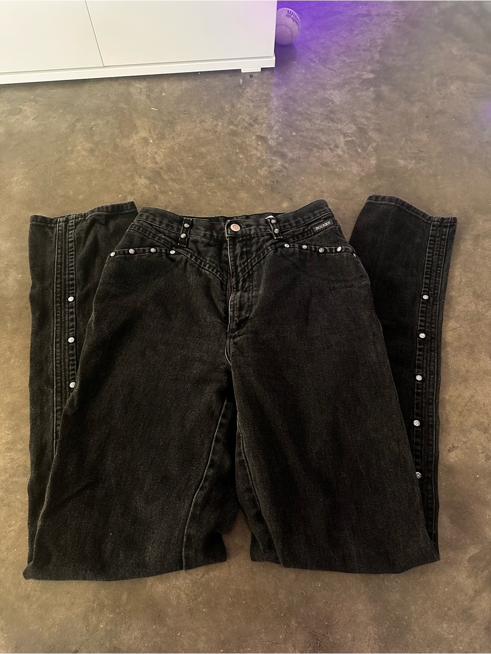 Rockies Black Straight-Leg Jeans with Stud Trim